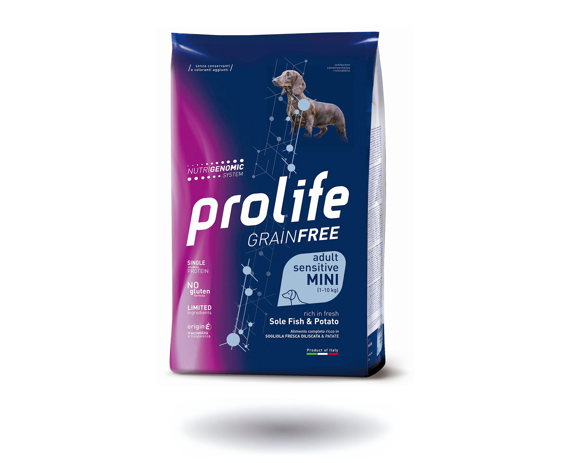 PROLIFE CANE GRAIN FREE SENS. ADULT Mini SOGLIOLA & PATATE-justcroc PROLIFE CANE GRAIN FREE SENS. ADULT Mini SOGLIOLA & PATATE